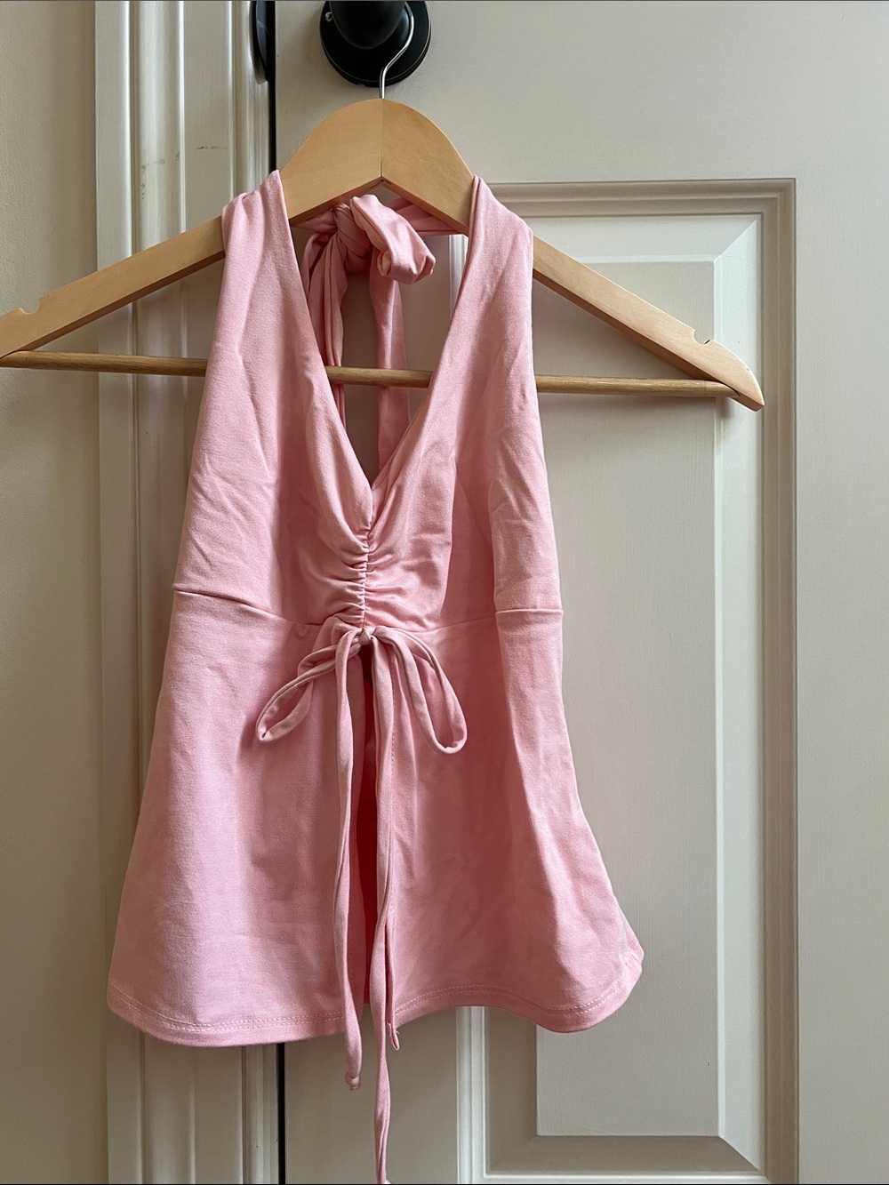 T.J.Maxx Light Pink Halter Tie-Front Camisole